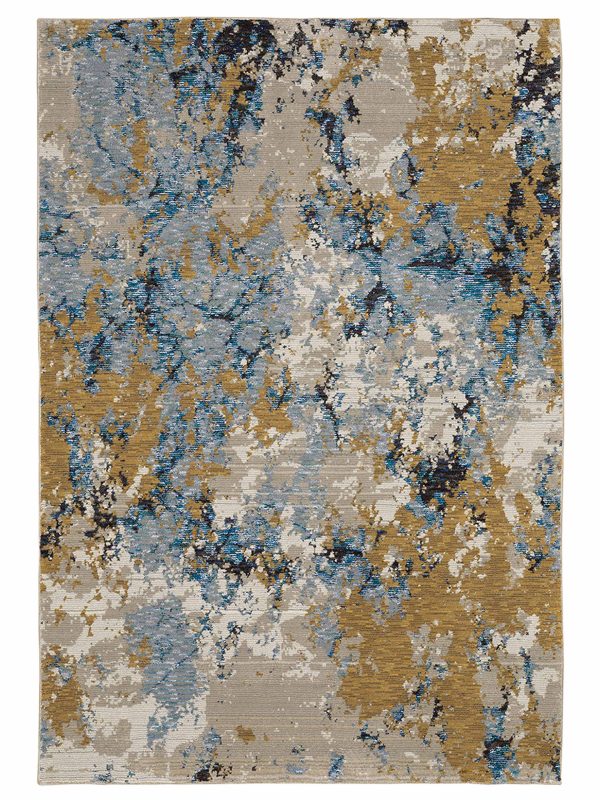 Oriental Weavers EVOLUTION 0980A Blue Gold Contemporary Machinemade Rug Fashion