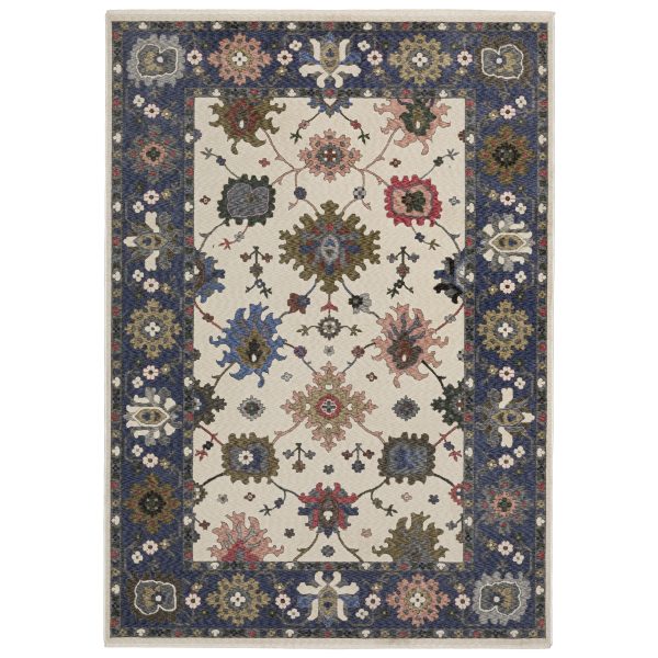 Oriental Weavers Hastings HA01E Ivory Blue Casual Power-Loomed Rug Online Hot Sale