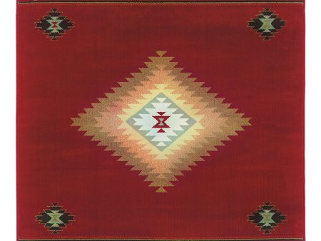 Oriental Weavers Hudson 087K1 Red Green Casual Loom Rug Online now