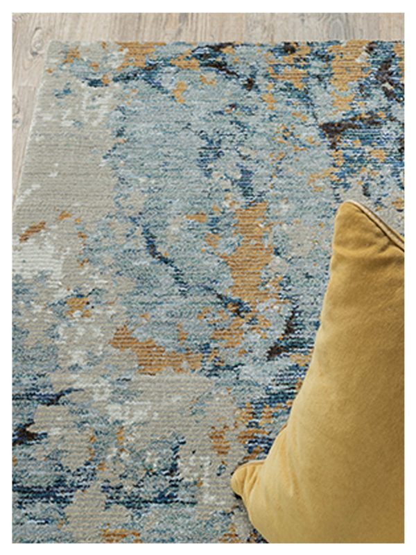 Oriental Weavers EVOLUTION 0980A Blue Gold Contemporary Machinemade Rug Fashion