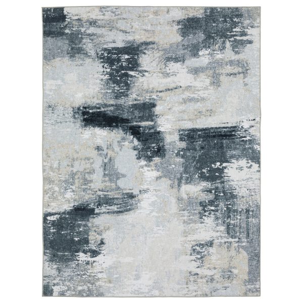 Oriental Weavers Sumter SUM12 Ivory Grey Washable Machine-Print Rug For Sale