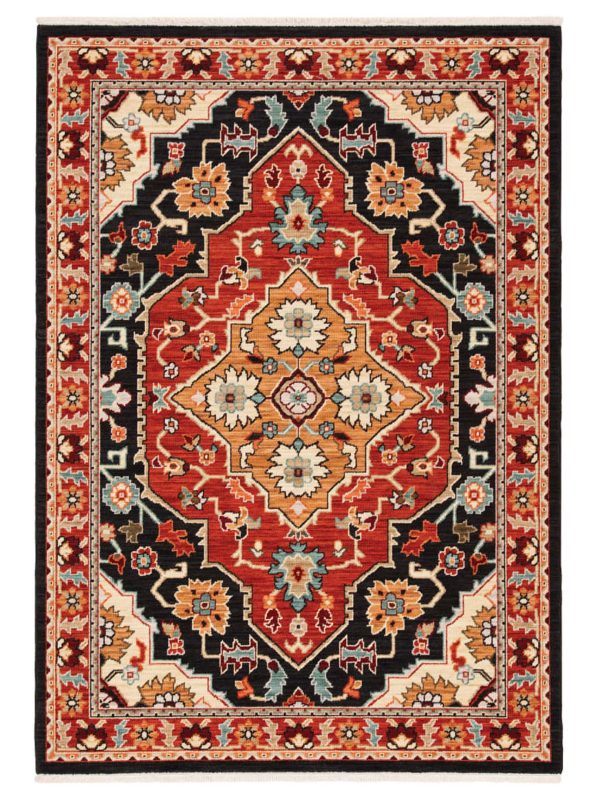 Oriental Weavers LILIHAN 4929A Black Red Traditional Machinemade Rug Online