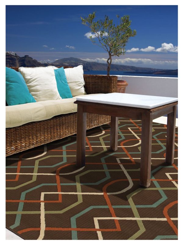 Oriental Weavers MONTEGO 896N6 Brown Ivory Outdoor Machinemade Rug For Discount