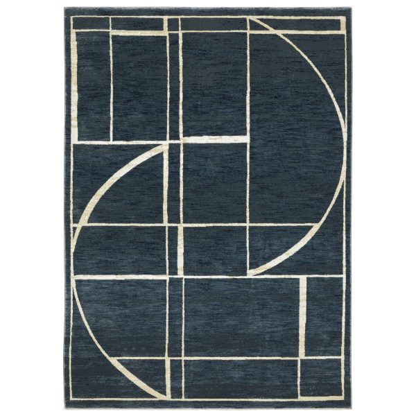 Oriental Weavers Reed RE04B Blue Ivory Contemporary Power-Loomed Rug on Sale